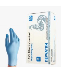 Перчатки нитриловые голубые foxy gloves, 50 пар, размер M