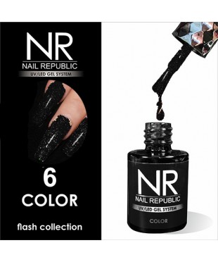 Гель-лак светоотражающий Nail Republic Flash №06, черный 10 мл.