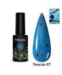 Гель-лак JUNGLE Toucan дымчато-синий оттенок с вкраплением черных хлопьев 07, 8 мл