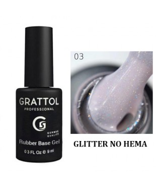 База для гель-лака GRATTOL RUBBER BASE GLITTER NO HEMA №3, 9 мл