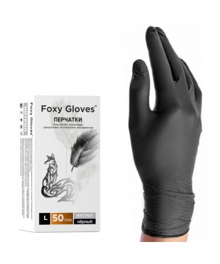Перчатки нитриловые черные foxy gloves, 50 пар, размер L