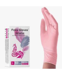 Перчатки нитриловые розовые foxy gloves, 50 пар, размер L