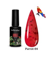 Гель-лак JUNGLE Parrot яркий красный оттенок с вкраплением черных хлопьев 04, 8 мл