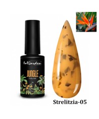 Гель-лак JUNGLE Strelitzia сочный оранжевый оттенок с вкраплением черных хлопьев 05, 8 мл