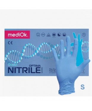 Перчатки нитриловые mediOk Optima голубые, 50 пар, размер S