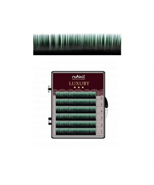 RUNAIL, Ресницы для наращивания Luxury, Ø 0,15 мм, Mix C, (№10,12,14), цвет: черно-зелёный, 6 линий