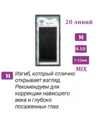 Ресницы чёрные LOVELY серия "Silicone" микс 0,10/M 7-12 мм. 20 линий