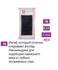Ресницы чёрные LOVELY серия "Silicone" микс 0,10/M 5-13 мм. 16 линий